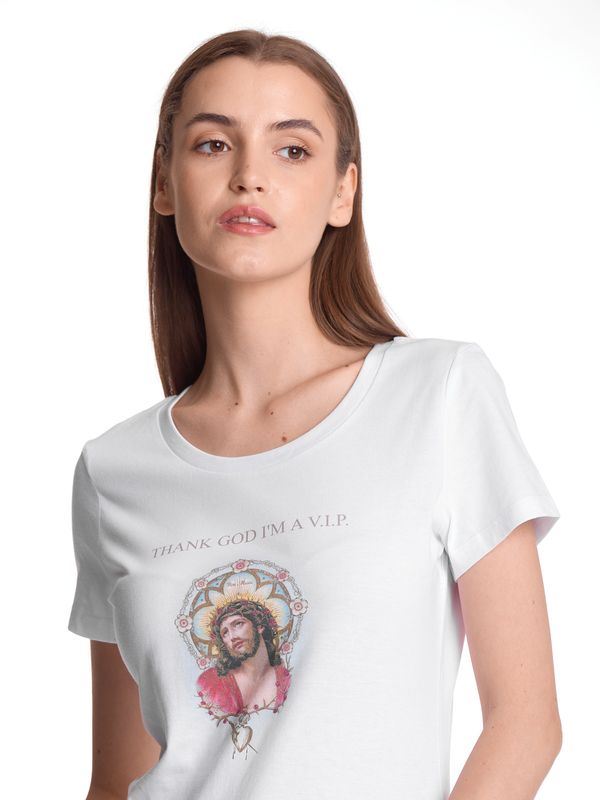 Nastrovje Potsdam Vive Maria Thank God Jesus Damen T-Shirt weiss Tiefpreis