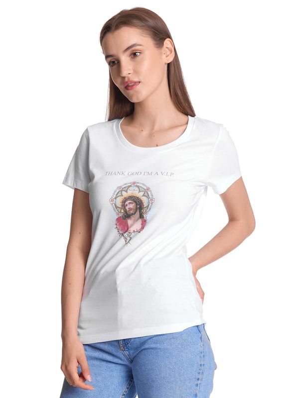 Nastrovje Potsdam Vive Maria Thank God Jesus Damen T-Shirt weiss Tiefpreis