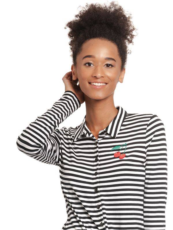 Nastrovje Potsdam Pussy Deluxe Stripes Damen Langarmbluse schwarz/weiß Bis zu 50% Rabatt