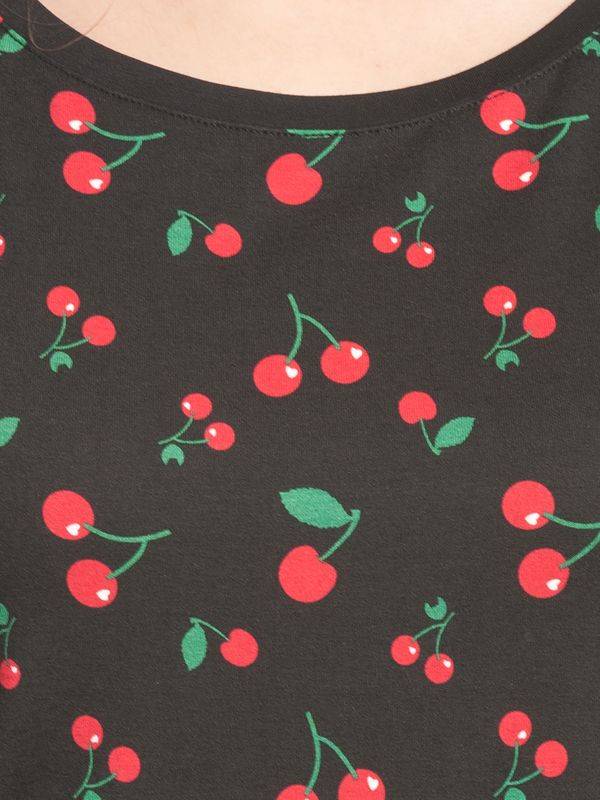 Nastrovje Potsdam Pussy Deluxe Cherries Damen Loose-Shirt schwarz allover Bis zu 60% Rabatt