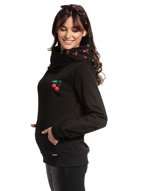 Nastrovje Potsdam Pussy Deluxe Cherries Damen Schalkragenpullover schwarz allover Bis zu 65% Rabatt