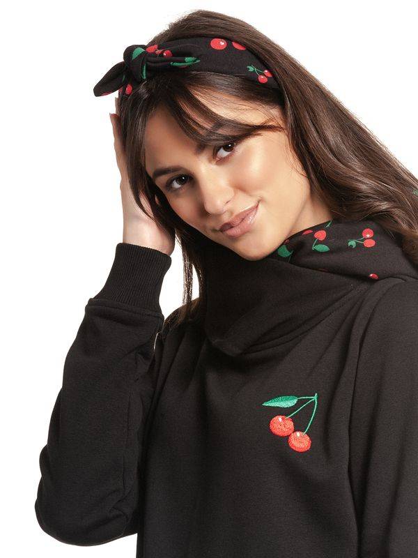Nastrovje Potsdam Pussy Deluxe Cherries Damen Schalkragenpullover schwarz allover Bis zu 65% Rabatt