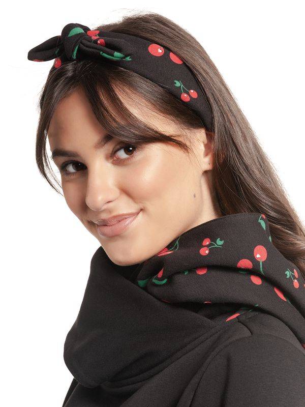 Nastrovje Potsdam Pussy Deluxe Cherries Damen Schalkragenpullover schwarz allover Bis zu 65% Rabatt