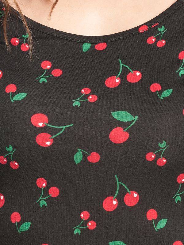 Nastrovje Potsdam Pussy Deluxe Cherries Slim Damen Sweatkleid schwarz allover Nur für heute