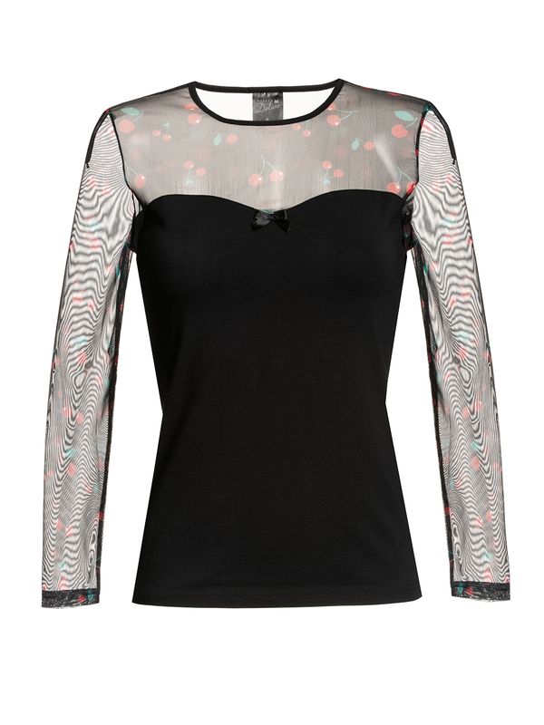 Nastrovje Potsdam Pussy Deluxe Cherries Damen Langarmshirt schwarz allover