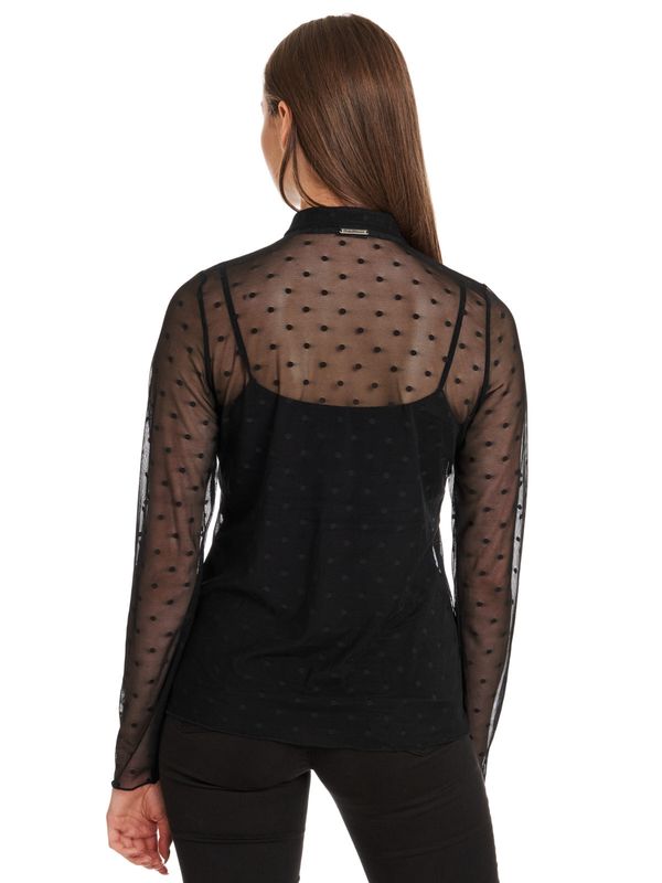 Nastrovje Potsdam Pussy Deluxe Black Dots Damen Langarmbluse schwarz Discount Store für neue Produkte