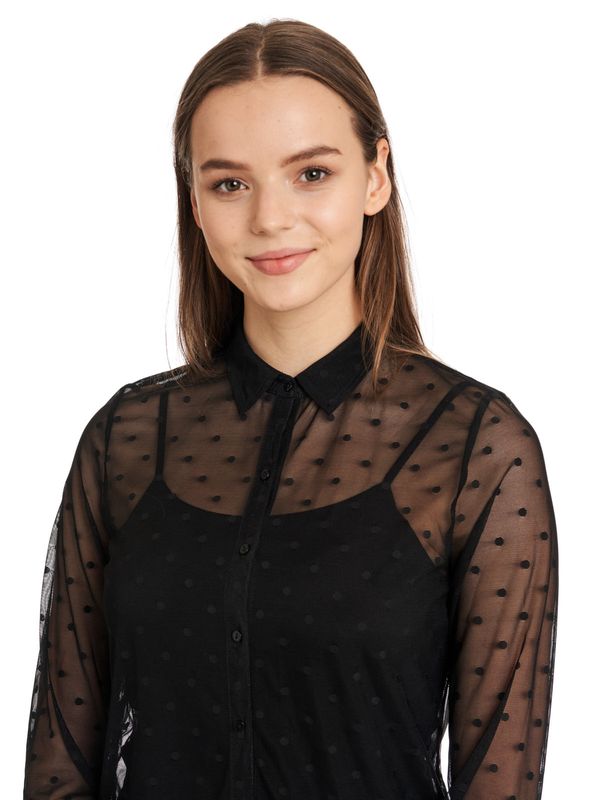 Nastrovje Potsdam Pussy Deluxe Black Dots Damen Langarmbluse schwarz Discount Store für neue Produkte
