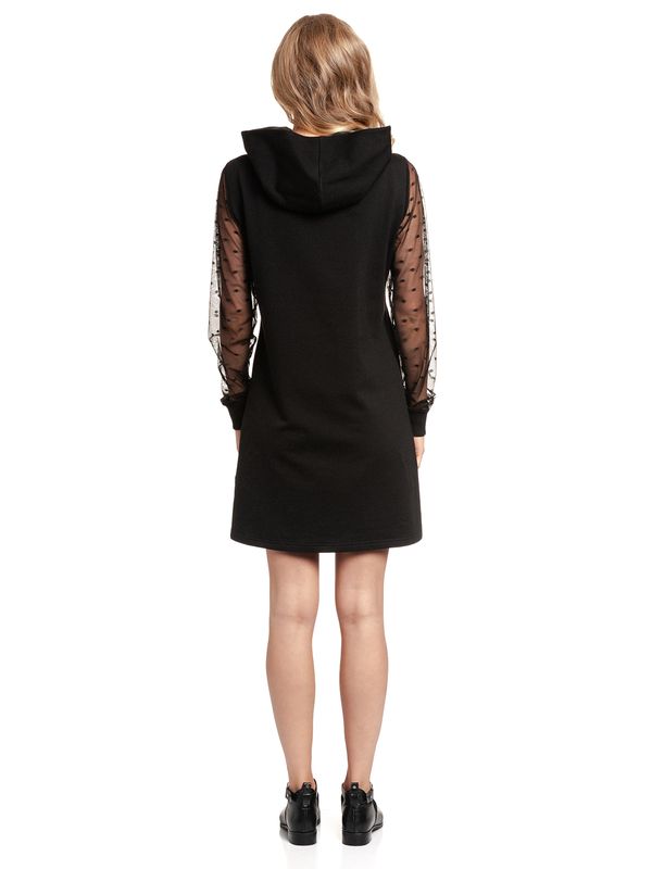 Nastrovje Potsdam Pussy Deluxe Black Dots Shawl Hooded Damen Sweatkleid schwarz Super Rabatt