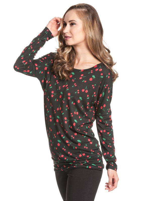 Nastrovje Potsdam Pussy Deluxe Cherries Damen Langarmshirt schwarz allover Riesige Rabatte