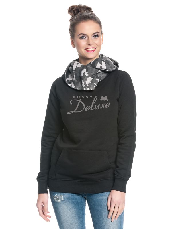 Nastrovje Potsdam Pussy Deluxe Logo Military Damen Schalkragenpullover schwarz/grau camouflage Clearance-Verkauf