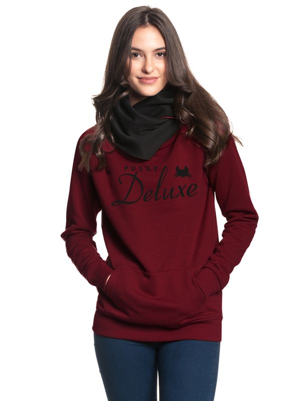 Nastrovje Potsdam Pussy Deluxe Logo Damen Schalkragenpullover rot/schwarz Kostenloser Versand international