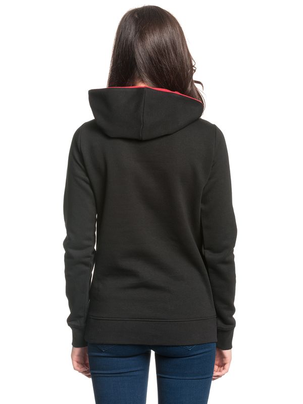 Nastrovje Potsdam Pussy Deluxe Logo Damen Schalkragenpullover schwarz/rot Fabrikladen