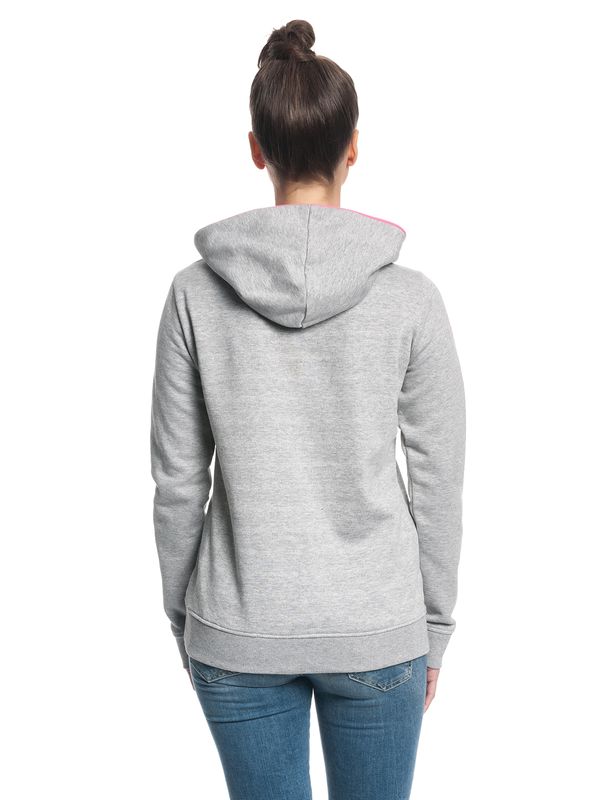 Nastrovje Potsdam Pussy Deluxe Logo Damen Schalkragenpullover grau meliert/pink Begrenzt auf 3 Tage