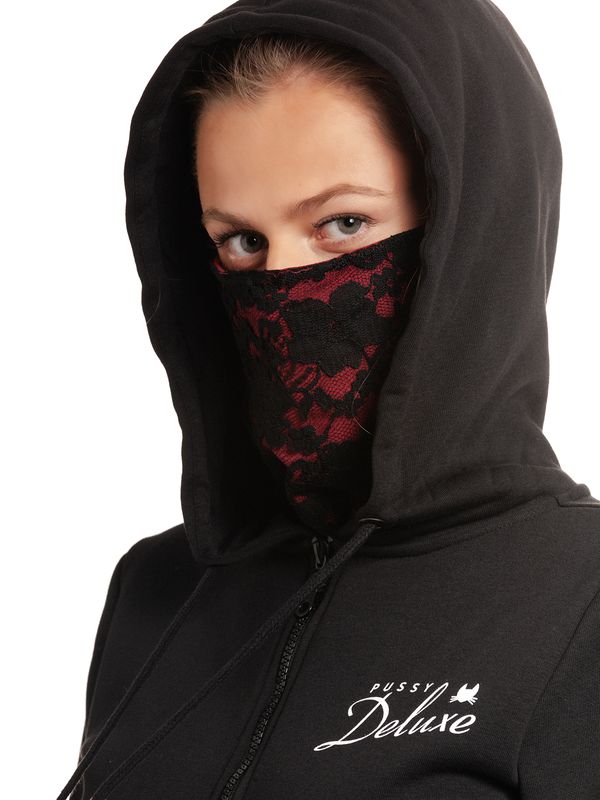 Nastrovje Potsdam Pussy Deluxe Stay Safe Lace Mask Damen Kapuzensweatjacke schwarz Speichern exportieren
