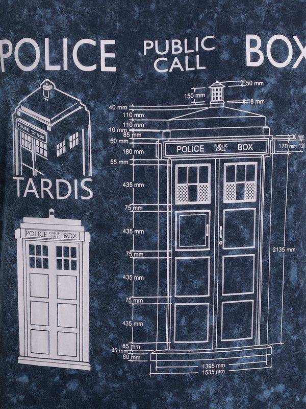 Nastrovje Potsdam Doctor Who Police Box Blueprint Batik Herren T-Shirt blau Versandkostenfrei