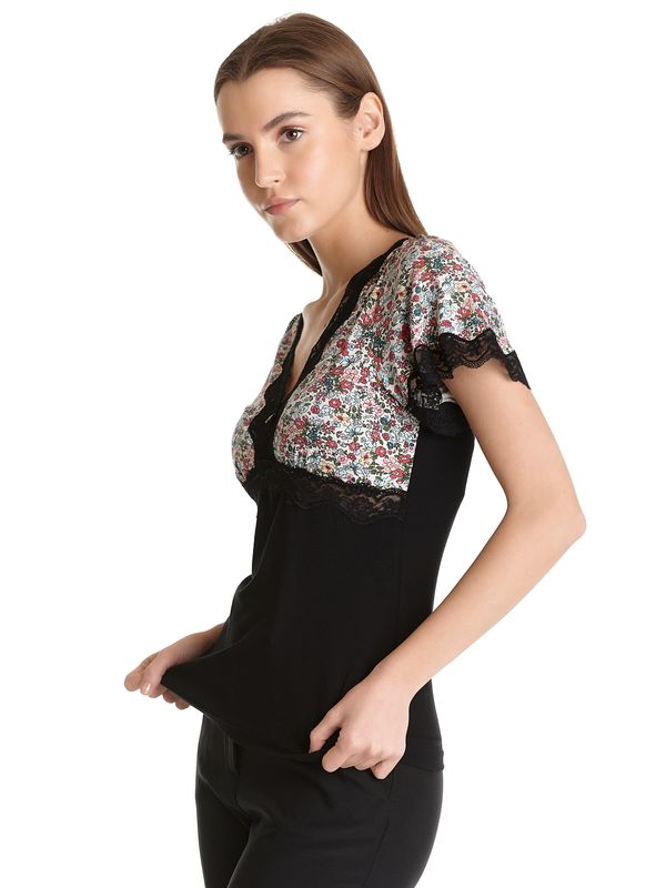 Nastrovje Potsdam Vive Maria French Flower Damen T-Shirt schwarz/creme allover Riesige Ersparnisse