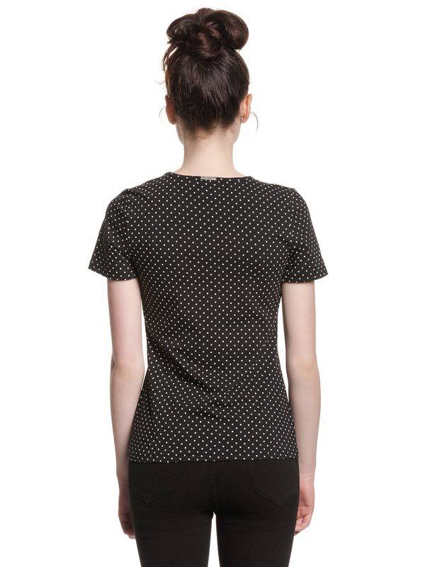 Nastrovje Potsdam Pussy Deluxe Mini Dots Basic Damen T-Shirt schwarz allover Clearance-Verkauf