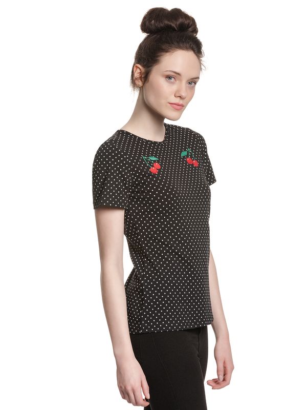Nastrovje Potsdam Pussy Deluxe Mini Dots Basic Damen T-Shirt schwarz allover Clearance-Verkauf