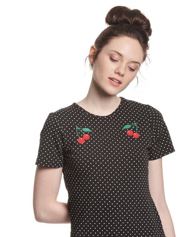 Nastrovje Potsdam Pussy Deluxe Mini Dots Basic Damen T-Shirt schwarz allover Clearance-Verkauf