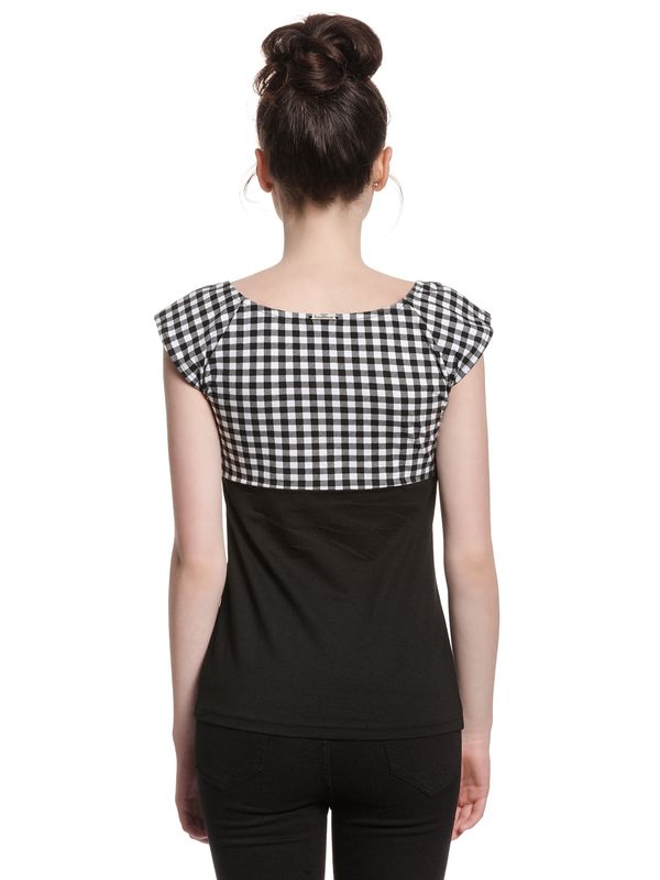 Nastrovje Potsdam Pussy Deluxe Plaid Evie Damen T-Shirt schwarz/weiß Fabrikladen