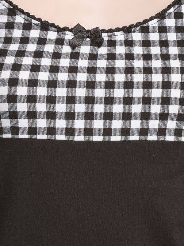 Nastrovje Potsdam Pussy Deluxe Plaid Evie Damen T-Shirt schwarz/weiß Fabrikladen