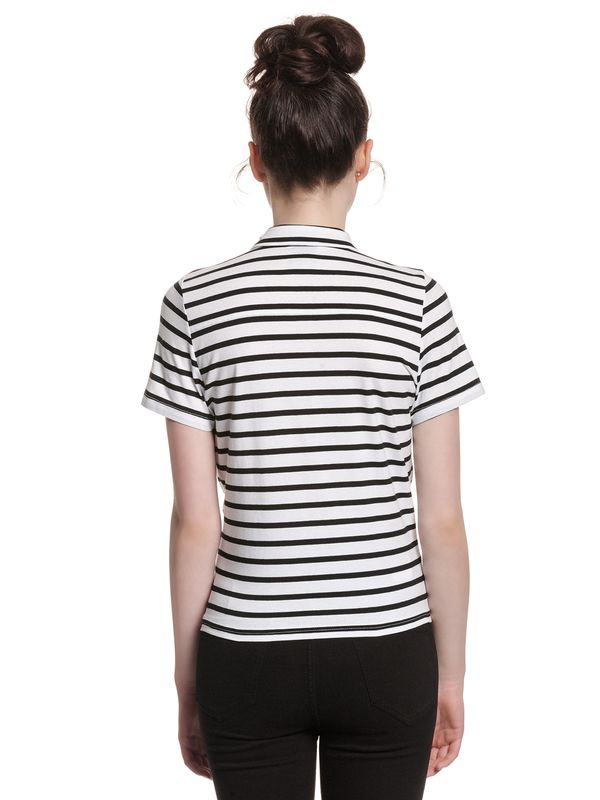 Nastrovje Potsdam Pussy Deluxe Revival Stripes Short Damen Kurzarmbluse schwarz/weiß Speichern exportieren