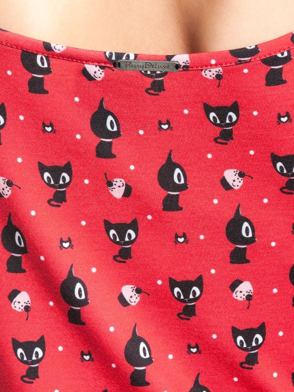Nastrovje Potsdam Pussy Deluxe Kitty Cupcake Love Damen A-Linien-Kleid rot allover Black Friday Preise