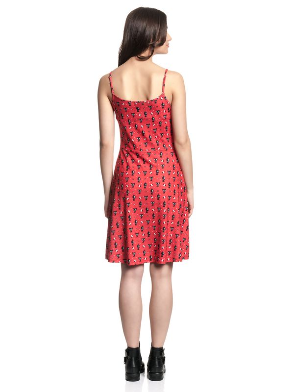 Nastrovje Potsdam Pussy Deluxe Kitty Cupcake Love Damen A-Linien-Kleid rot allover Black Friday Preise
