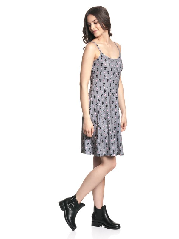 Nastrovje Potsdam Pussy Deluxe Kitten & Cupcakes Damen A-Linien-Kleid grau allover Im Verkauf