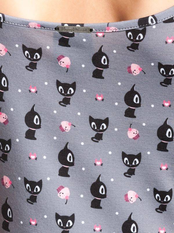Nastrovje Potsdam Pussy Deluxe Kitten & Cupcakes Damen A-Linien-Kleid grau allover Im Verkauf