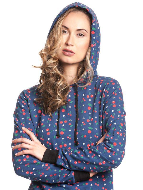 Nastrovje Potsdam Pussy Deluxe Cat Paws & Cherries Damen Sweatkleid blau allover 2025