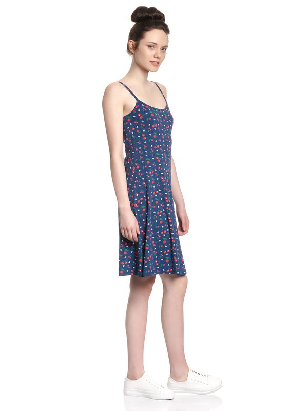 Nastrovje Potsdam Pussy Deluxe Cat Paws & Cherries Damen Spaghettikleid blau allover Online