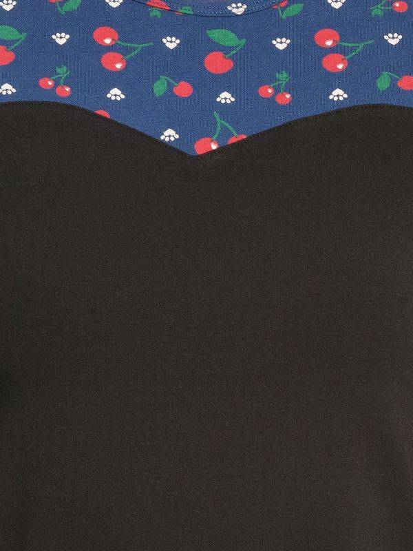 Nastrovje Potsdam Pussy Deluxe Cat Paws & Cherries Damen T-Shirt schwarz/allover Outlet