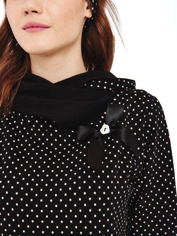 Nastrovje Potsdam Pussy Deluxe Dots Shawl Damen Schalkragenpullover schwarz Große Rabatte