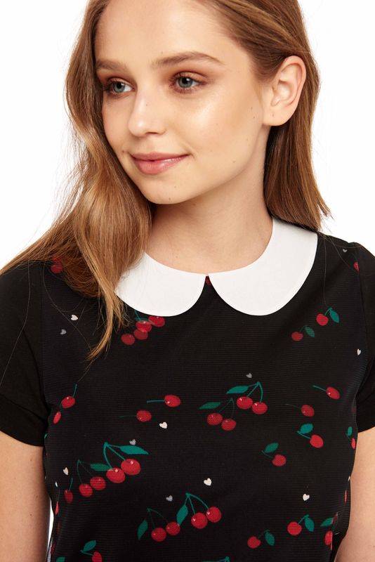 Nastrovje Potsdam Pussy Deluxe Falling Cherries Collar Shirt schwarz Kauf eins, bekomm eins gratis