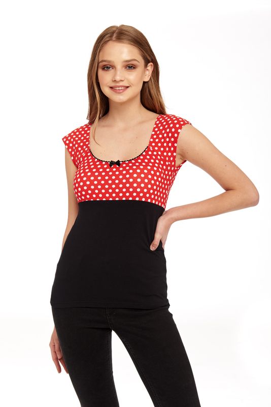 Nastrovje Potsdam Pussy Deluxe Red Dots Basic Shirt schwarz / rot allover Tägliche Deals