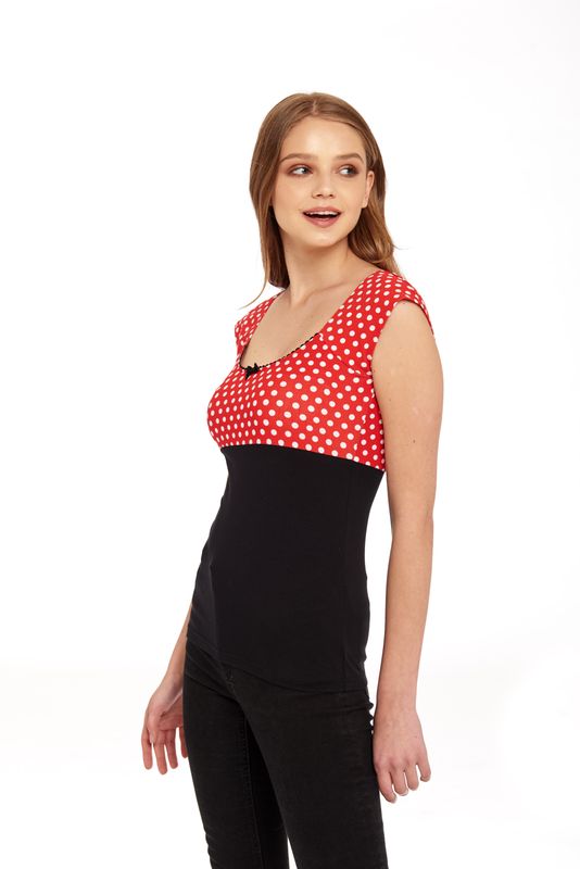 Nastrovje Potsdam Pussy Deluxe Red Dots Basic Shirt schwarz / rot allover Tägliche Deals