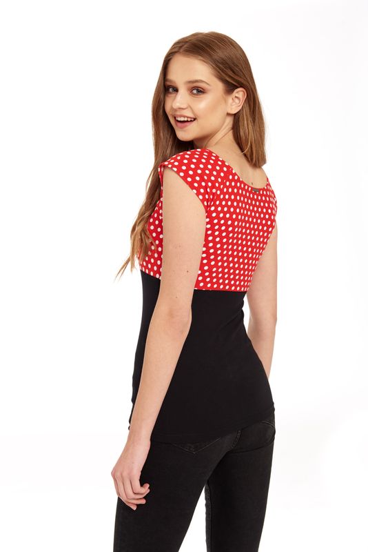 Nastrovje Potsdam Pussy Deluxe Red Dots Basic Shirt schwarz / rot allover Tägliche Deals