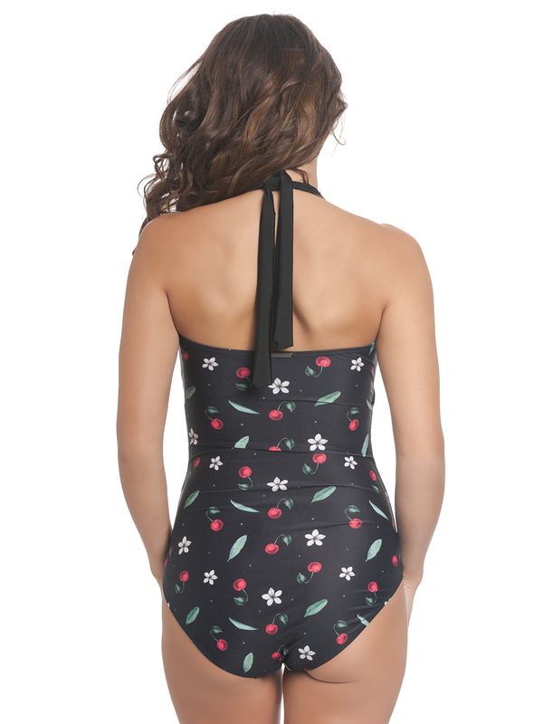 Nastrovje Potsdam Pussy Deluxe Cherry Blossom Damen Badeanzug schwarz allover Tiefpreis