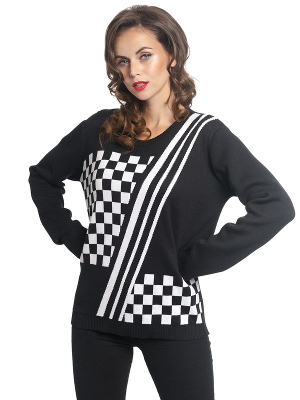 Nastrovje Potsdam Pussy Deluxe Checkered Knit Damen Strickpullover schwarz/weiß Letzte 2 Tage
