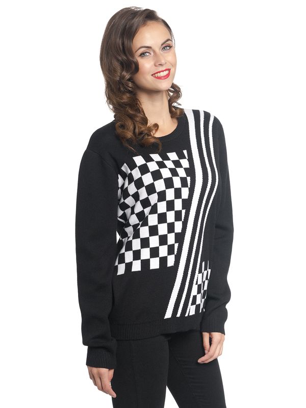 Nastrovje Potsdam Pussy Deluxe Checkered Knit Damen Strickpullover schwarz/weiß Letzte 2 Tage