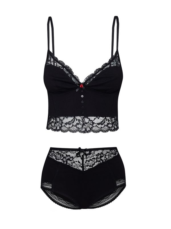 Nastrovje Potsdam Vive Maria Marias High Waist Damen Wäscheset: Top mit Panty schwarz Vierteljährliche Förderung
