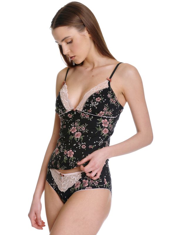 Nastrovje Potsdam Vive Maria Hibiscus Dream Damen Wäscheset: Top mit Slip schwarz allover Kostenloser Versand international