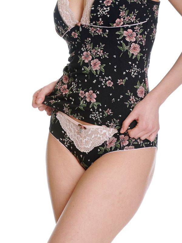 Nastrovje Potsdam Vive Maria Hibiscus Dream Damen Wäscheset: Top mit Slip schwarz allover Kostenloser Versand international