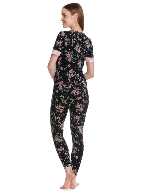 Nastrovje Potsdam Vive Maria Hibiscus Love Damen Leggings schwarz allover Fabrikladen