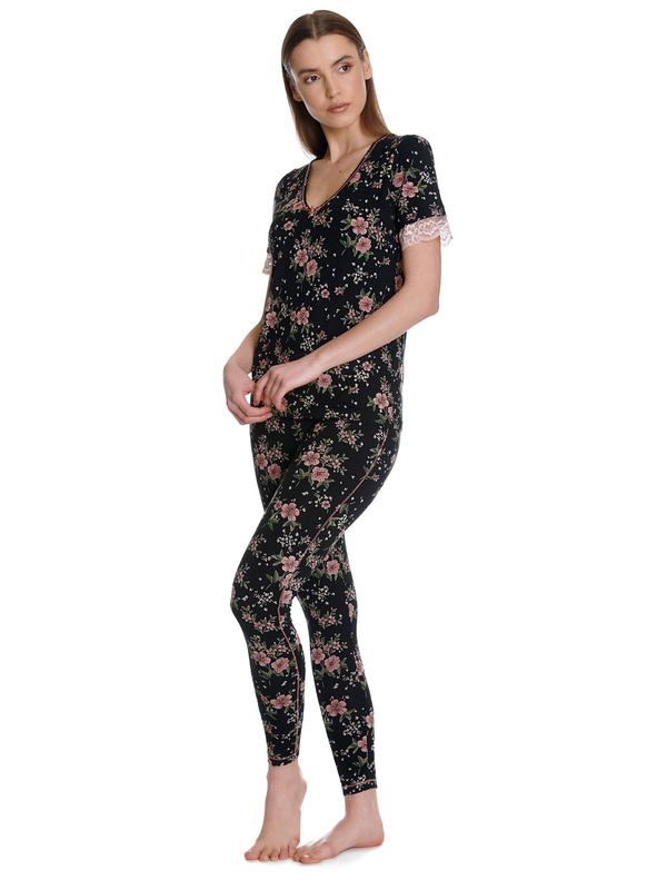 Nastrovje Potsdam Vive Maria Hibiscus Love Damen Leggings schwarz allover Fabrikladen
