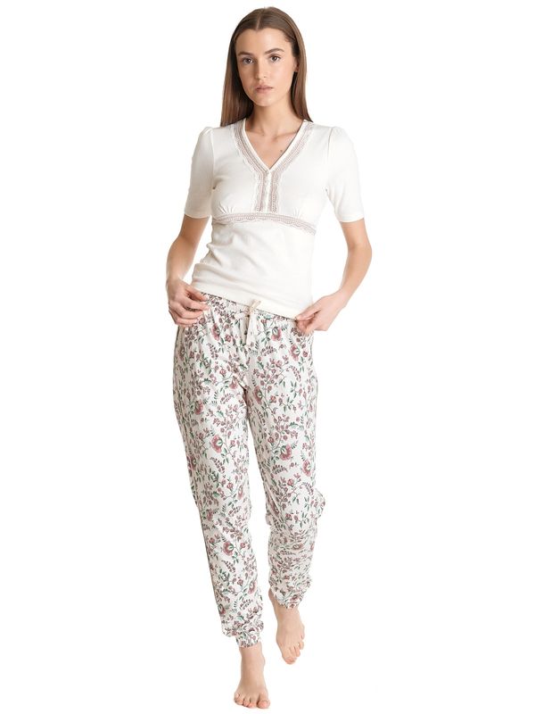Nastrovje Potsdam Vive Maria Hidden Garden Damen Pyjama creme/allover 50% Rabatt für begrenzte Zeit