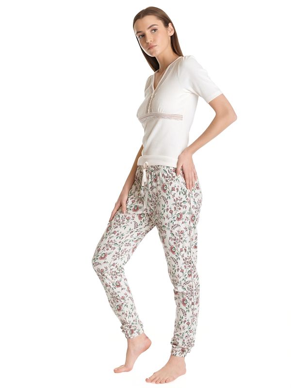 Nastrovje Potsdam Vive Maria Hidden Garden Damen Pyjama creme/allover 50% Rabatt für begrenzte Zeit