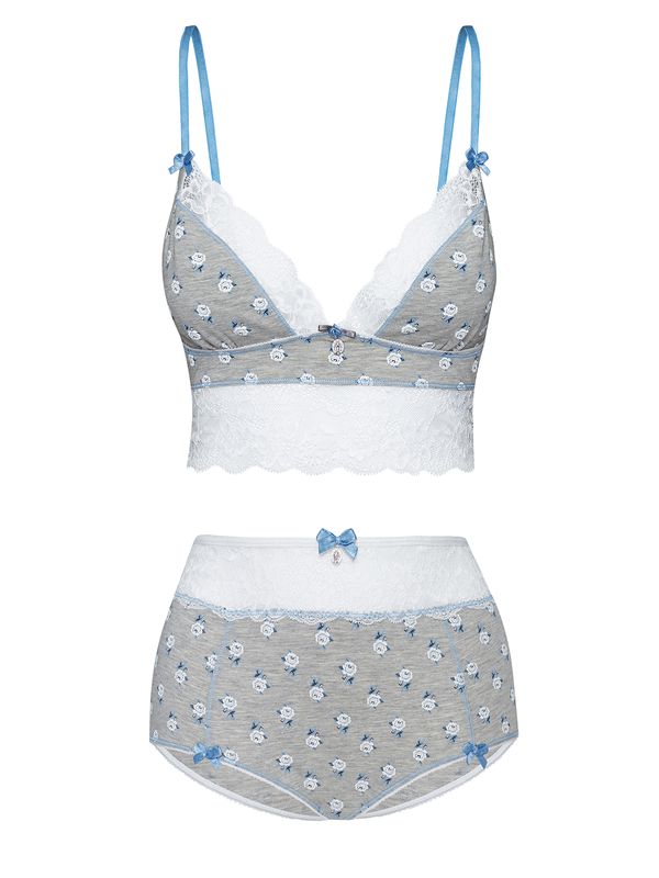 Nastrovje Potsdam Vive Maria Blue Rose Damen Wäscheset: Top mit Panty grau meliert allover Verkauf