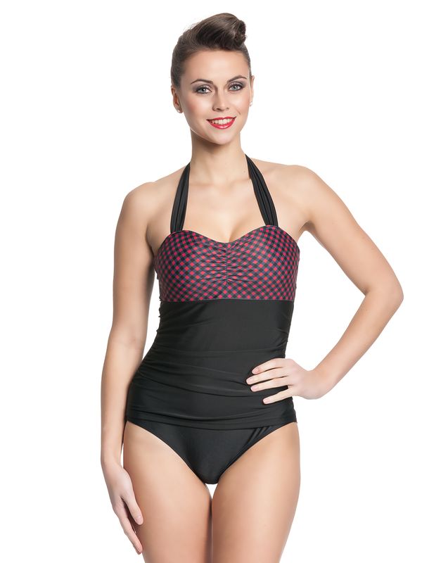 Nastrovje Potsdam Pussy Deluxe Roxy Checkered Damen Badeanzug schwarz allover Schlussverkauf